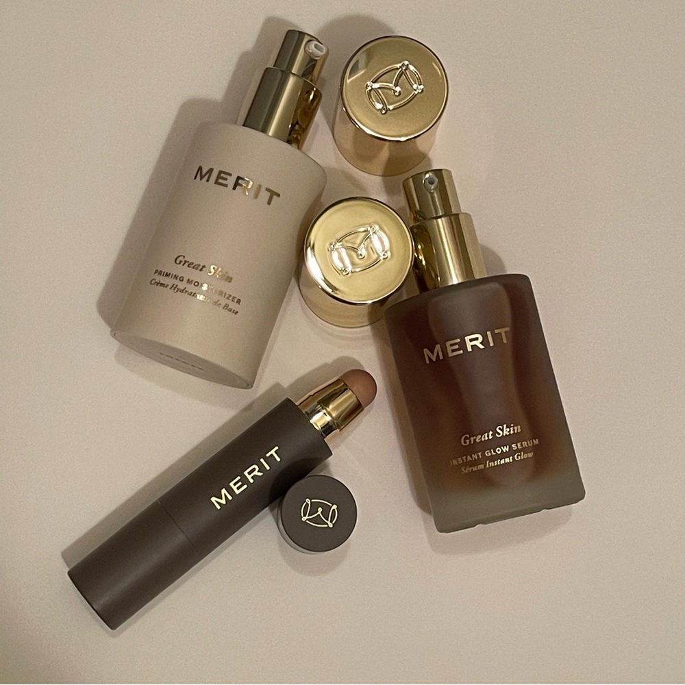 Merit Great Skin Instant Glow Serum & Moisturizer Set + Stick, Shade Dune